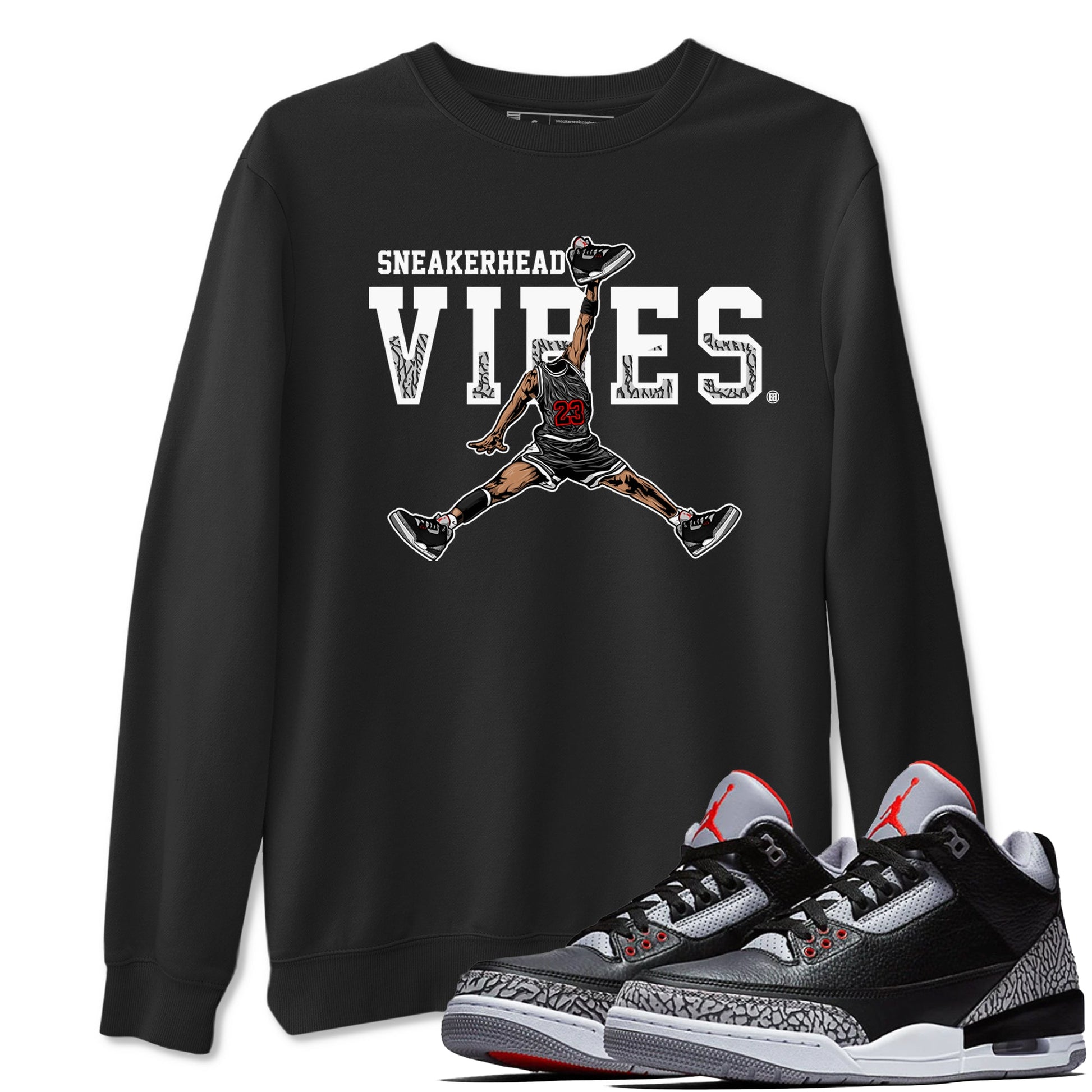 3s Black Cement shirts to match jordans Sneakerhead Vibes sneaker match tees Air Jordan 3 Retro OG Black Cement match shoes to clothes SNRT Sneaker Tees unisex cotton Black 1 shirts