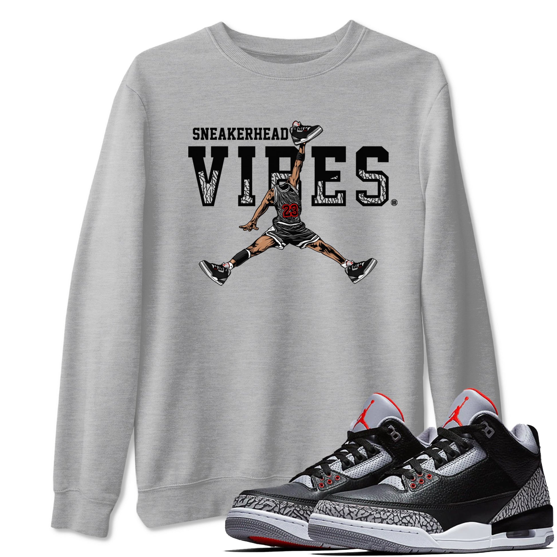 3s Black Cement shirts to match jordans Sneakerhead Vibes sneaker match tees Air Jordan 3 Retro OG Black Cement match shoes to clothes SNRT Sneaker Tees unisex cotton Heather Grey 1 shirts