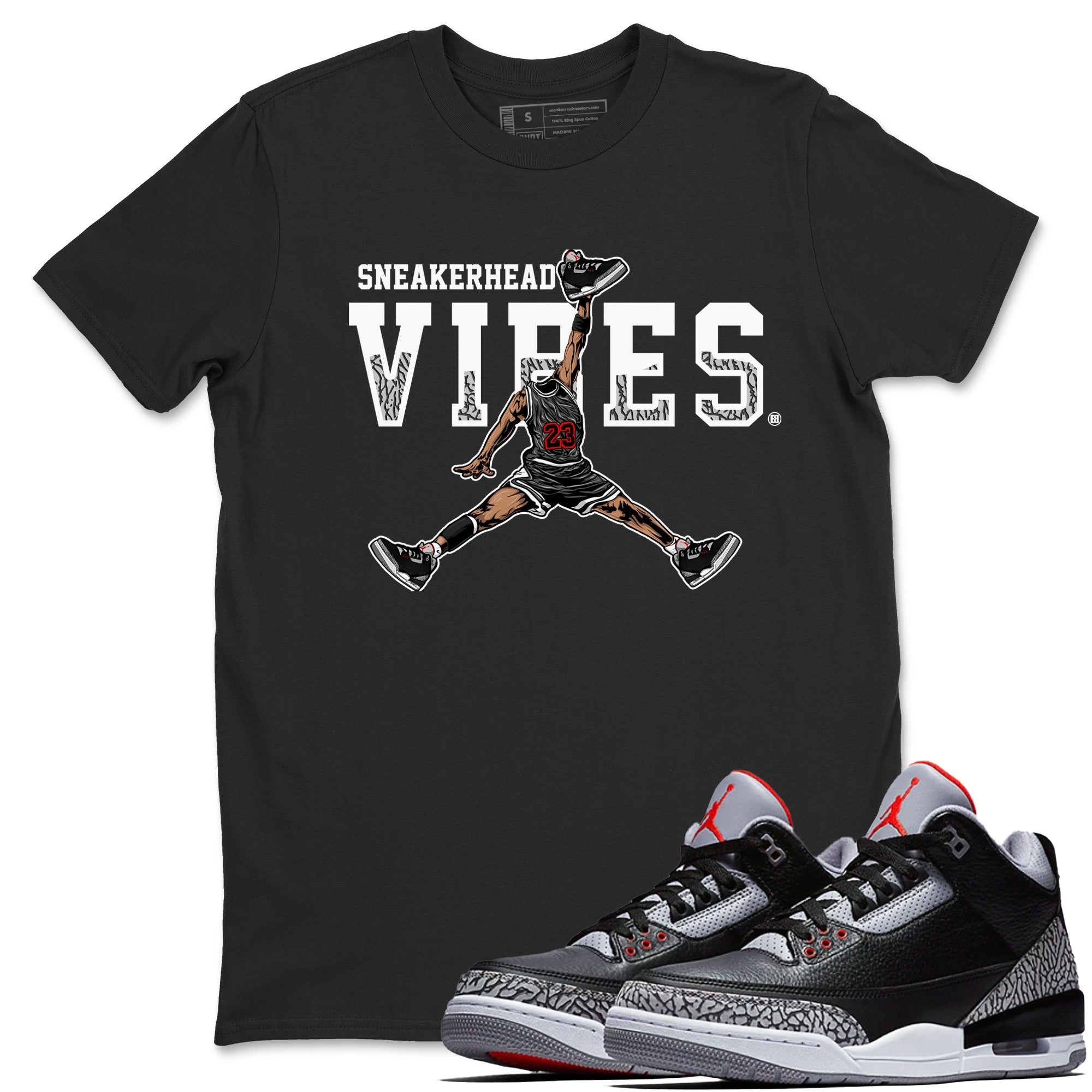 3s Black Cement shirts to match jordans Sneakerhead Vibes sneaker match tees Air Jordan 3 Retro OG Black Cement match shoes to clothes SNRT Sneaker Tees unisex cotton Black 1 shirts