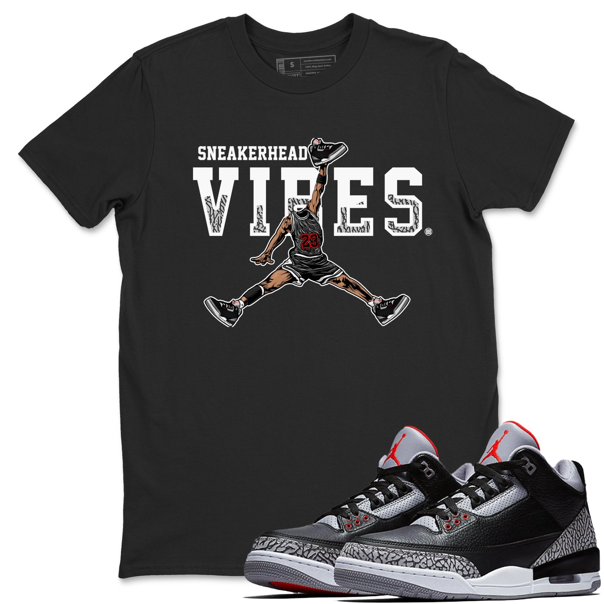 3s Black Cement shirts to match jordans Sneakerhead Vibes sneaker match tees Air Jordan 3 Retro OG Black Cement match shoes to clothes SNRT Sneaker Tees unisex cotton Black 1 shirts