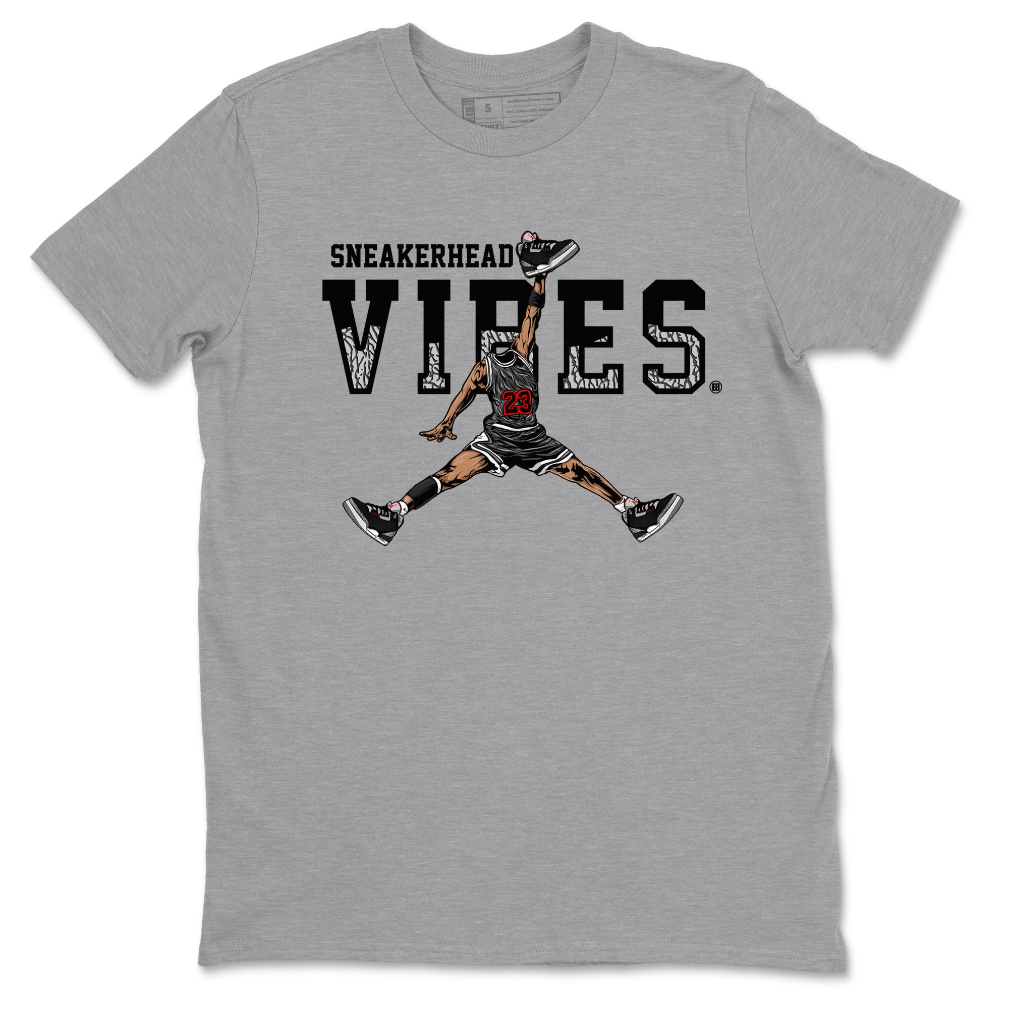 3s Black Cement shirts to match jordans Sneakerhead Vibes sneaker match tees Air Jordan 3 Retro OG Black Cement match shoes to clothes SNRT Sneaker Tees unisex cotton Heather Grey 2 shirts