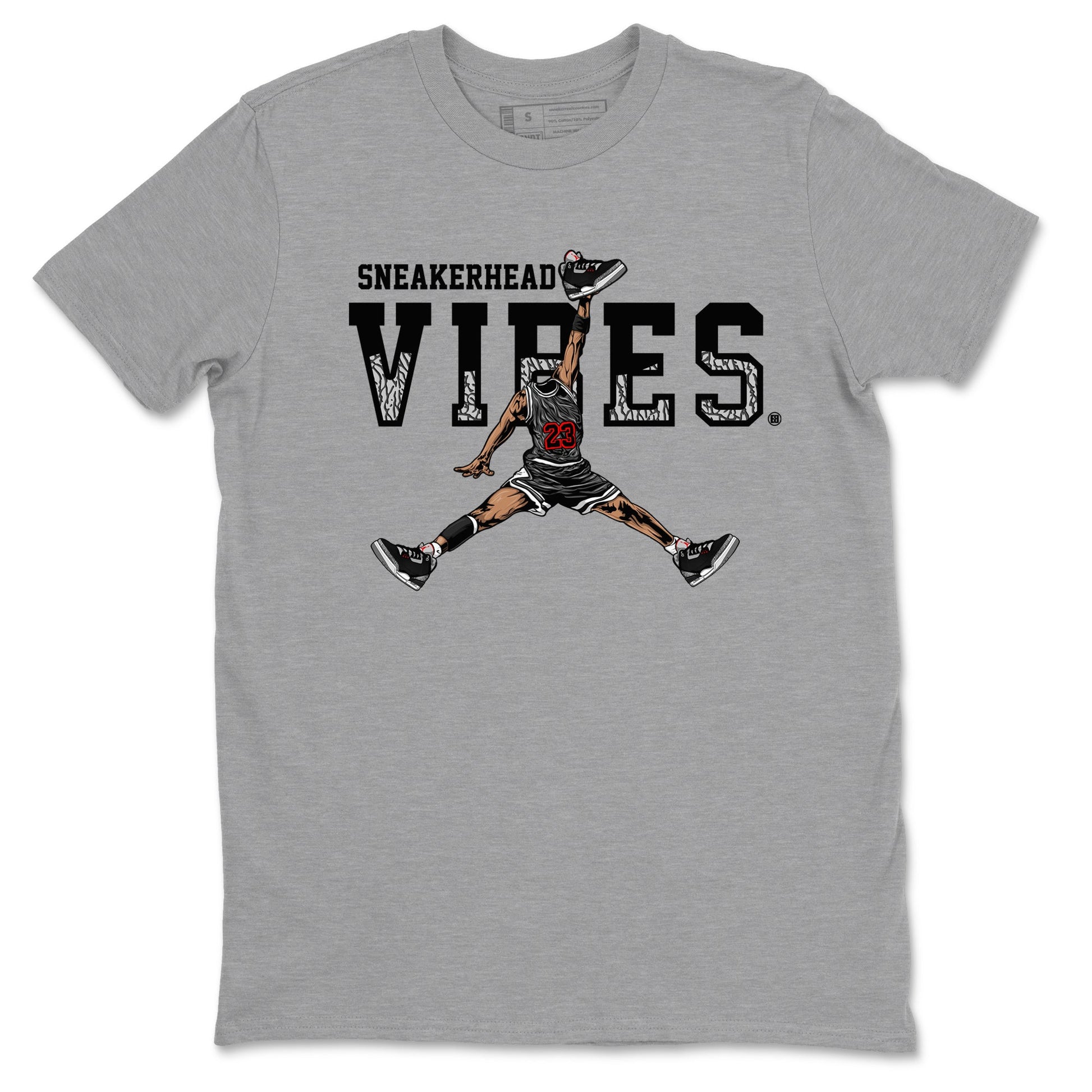 3s Black Cement shirts to match jordans Sneakerhead Vibes sneaker match tees Air Jordan 3 Retro OG Black Cement match shoes to clothes SNRT Sneaker Tees unisex cotton Heather Grey 2 shirts