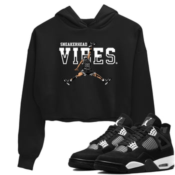 AJ4 White Thunder shirts to match jordans Sneakerhead Vibes sneaker match tees Air Jordan 4 White Thunder SNRT Sneaker Tees streetwear brand Black 1 crop tee