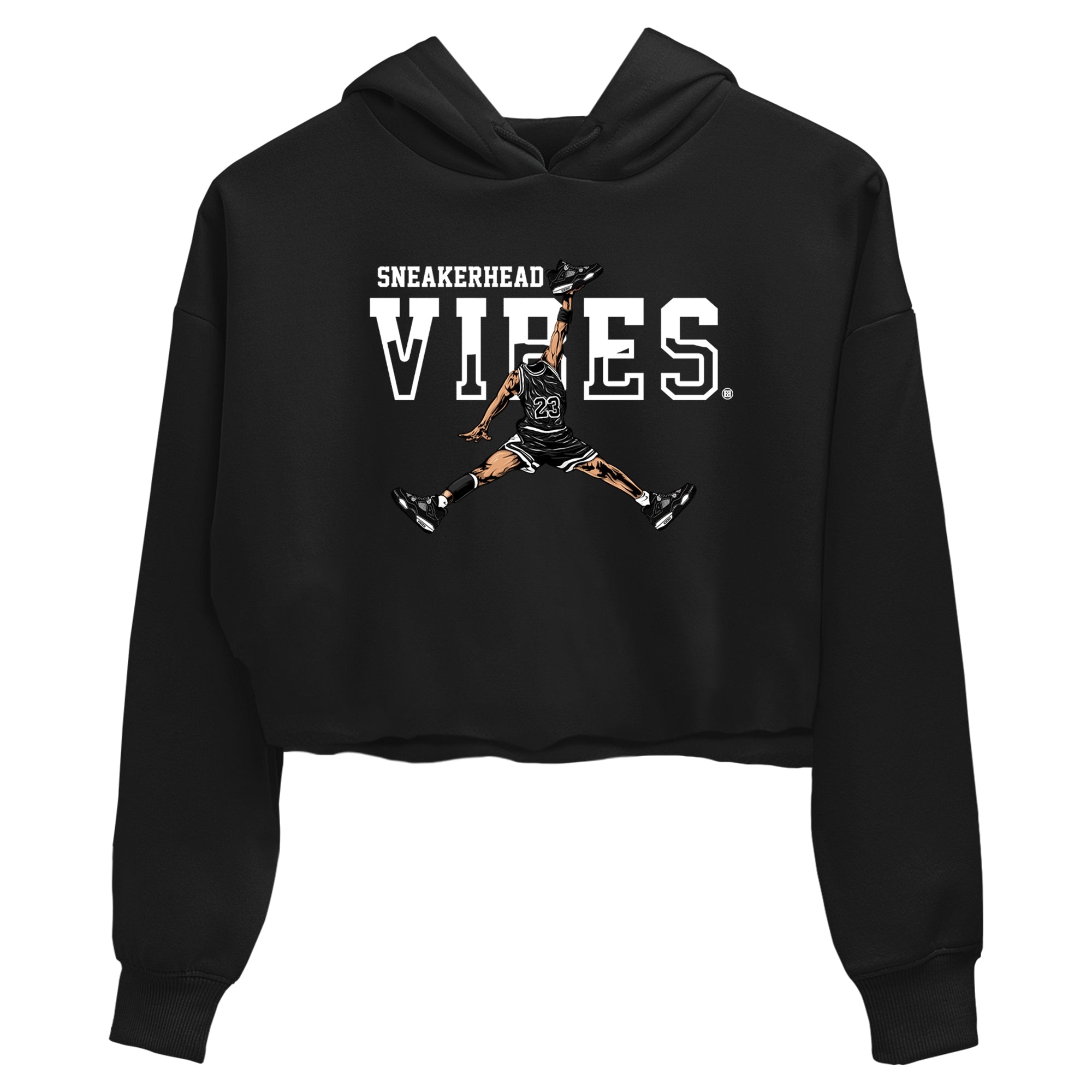 AJ4 White Thunder shirts to match jordans Sneakerhead Vibes sneaker match tees Air Jordan 4 White Thunder SNRT Sneaker Tees streetwear brand Black 2 crop tee