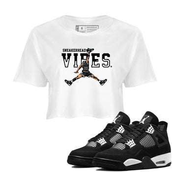 AJ4 White Thunder shirts to match jordans Sneakerhead Vibes sneaker match tees Air Jordan 4 White Thunder SNRT Sneaker Tees streetwear brand White 1 crop tee