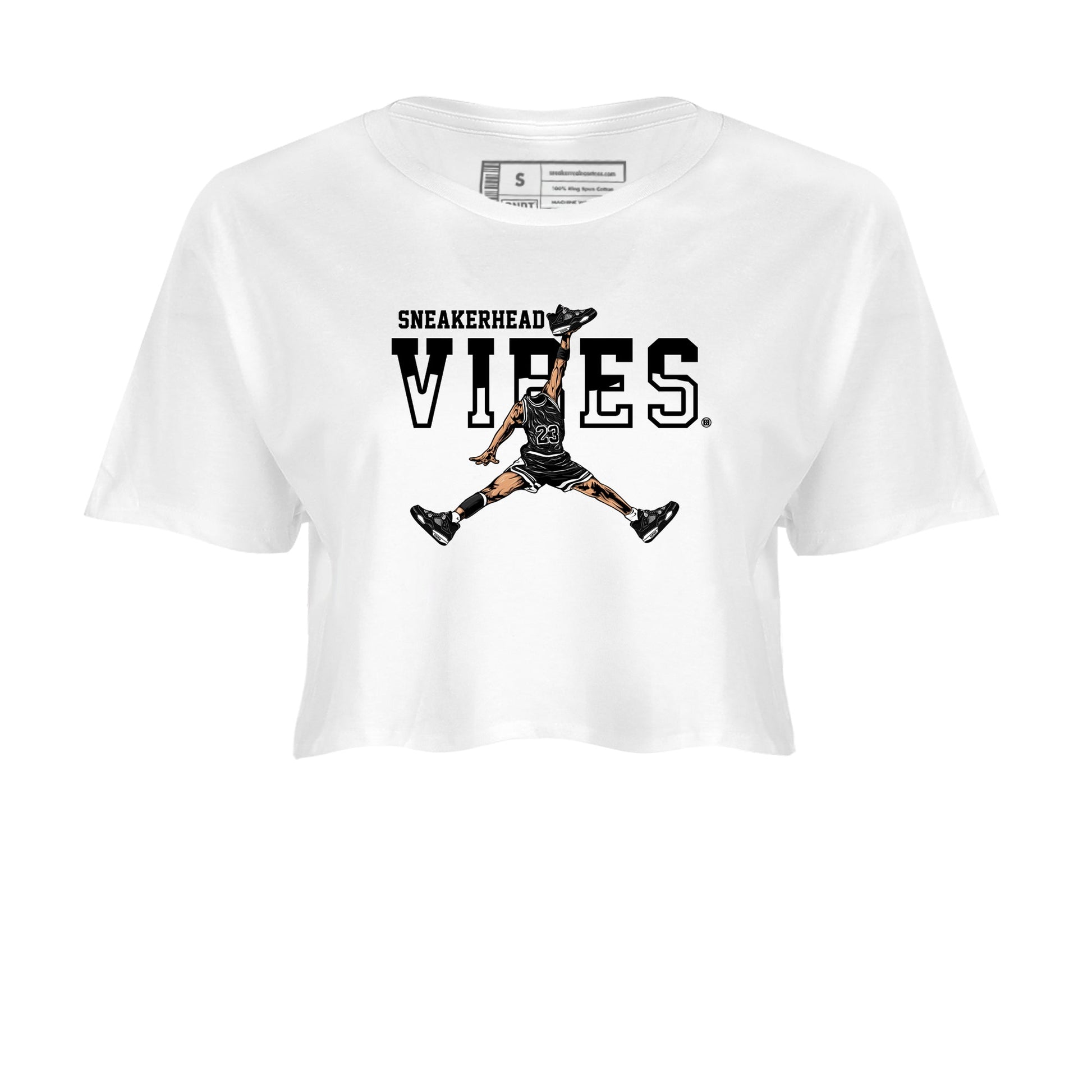 AJ4 White Thunder shirts to match jordans Sneakerhead Vibes sneaker match tees Air Jordan 4 White Thunder SNRT Sneaker Tees streetwear brand White 2 crop tee