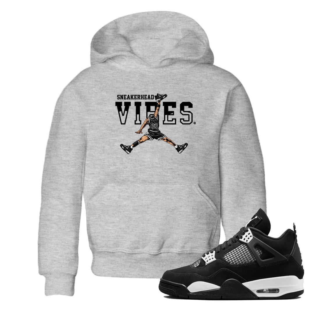 AJ4 White Thunder shirts to match jordans Sneakerhead Vibes sneaker match tees Air Jordan 4 White Thunder SNRT Sneaker Tees streetwear brand Baby and Youth Heather Grey 1 cotton tee