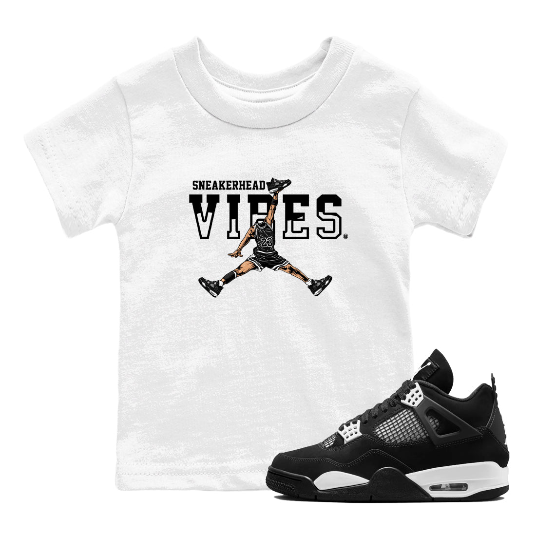 AJ4 White Thunder shirts to match jordans Sneakerhead Vibes sneaker match tees Air Jordan 4 White Thunder SNRT Sneaker Tees streetwear brand Baby and Youth White 1 cotton tee