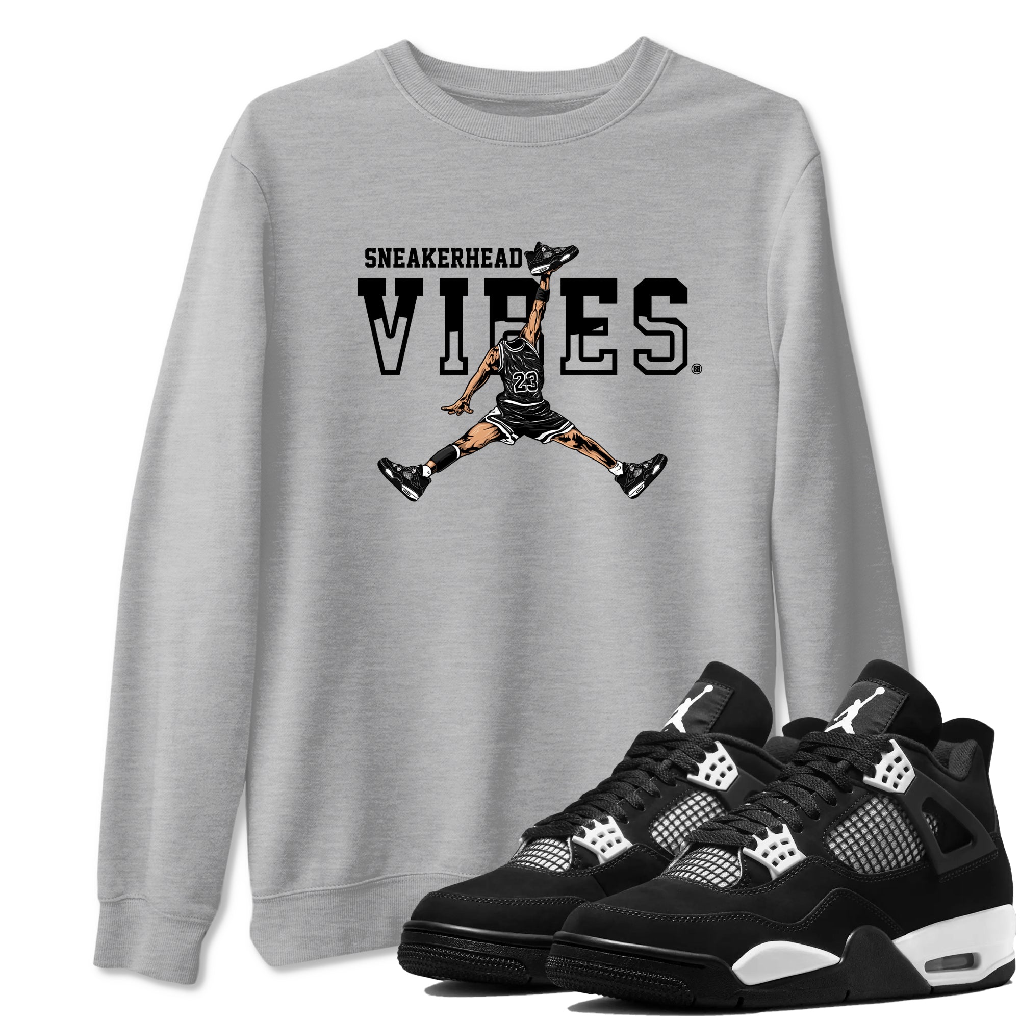 AJ4 White Thunder shirts to match jordans Sneakerhead Vibes sneaker match tees Air Jordan 4 White Thunder SNRT Sneaker Tees streetwear brand Heather Grey 1 unisex cotton tee