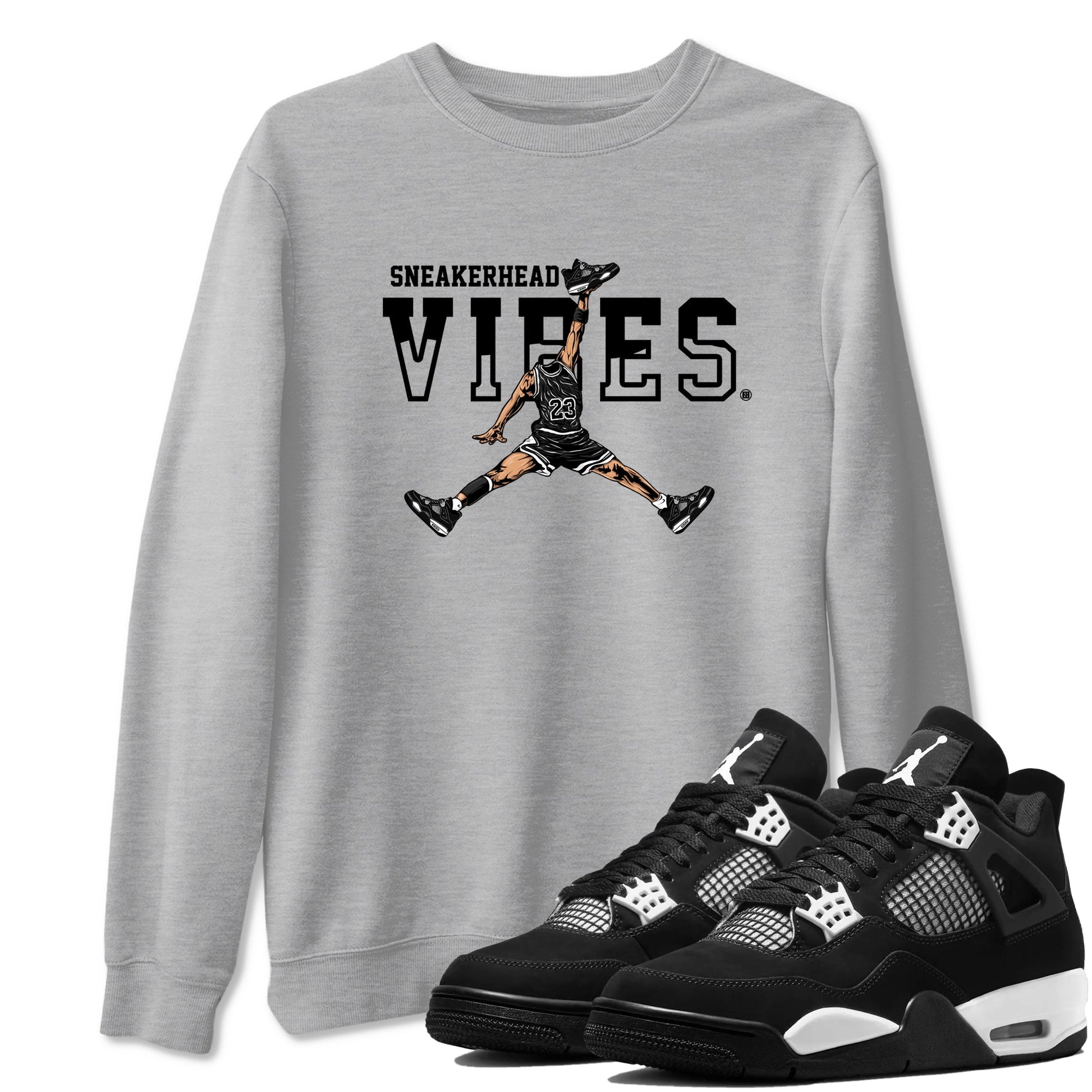 AJ4 White Thunder shirts to match jordans Sneakerhead Vibes sneaker match tees Air Jordan 4 White Thunder SNRT Sneaker Tees streetwear brand Heather Grey 1 unisex cotton tee