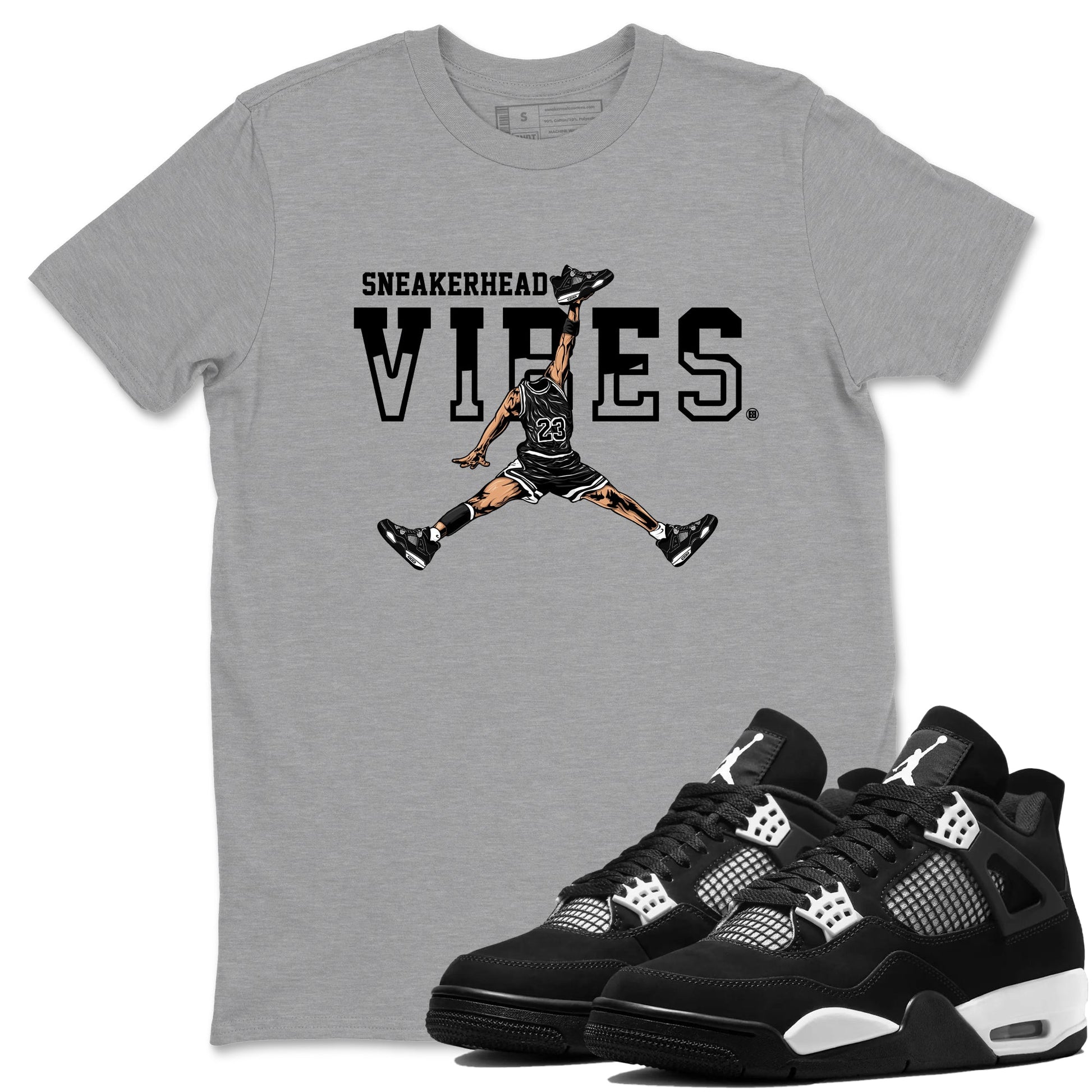 AJ4 White Thunder shirts to match jordans Sneakerhead Vibes sneaker match tees Air Jordan 4 White Thunder SNRT Sneaker Tees streetwear brand Heather Grey 1 unisex cotton tee