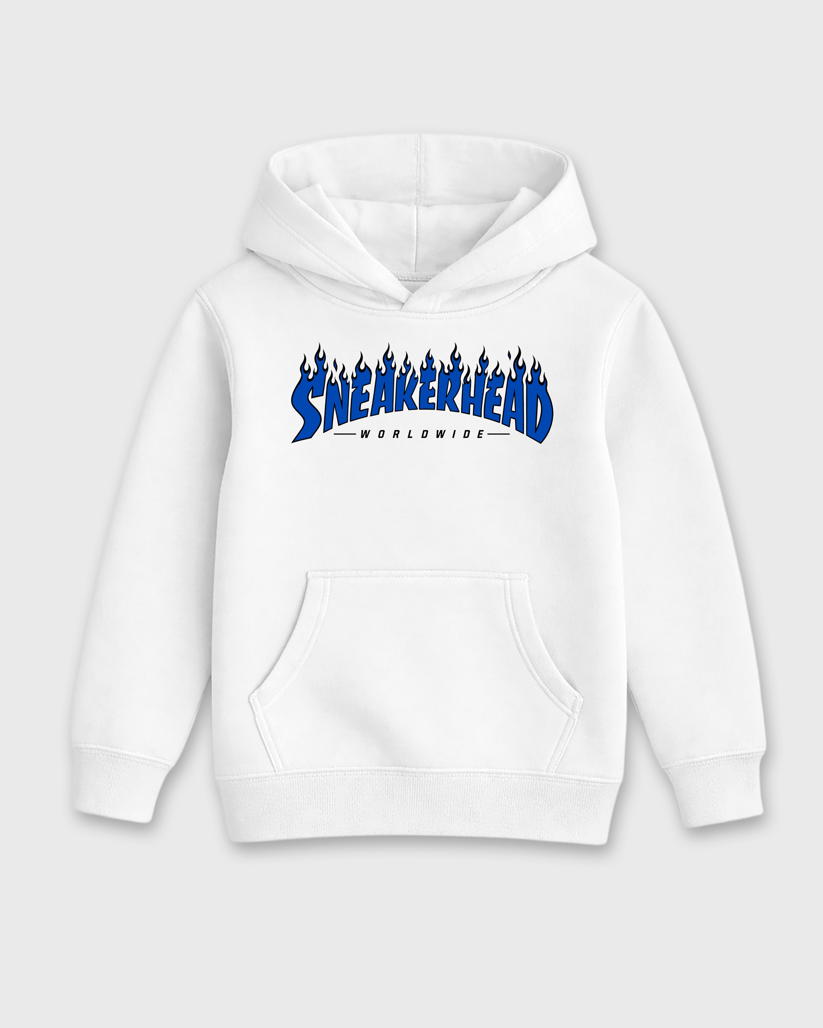 Sneakerhead Worldwide Baby & Kids Graphic Hoodie featuring original artwork designed to match the Air Jordan 1 Royal. White 2 Kids Graphic Sweater.