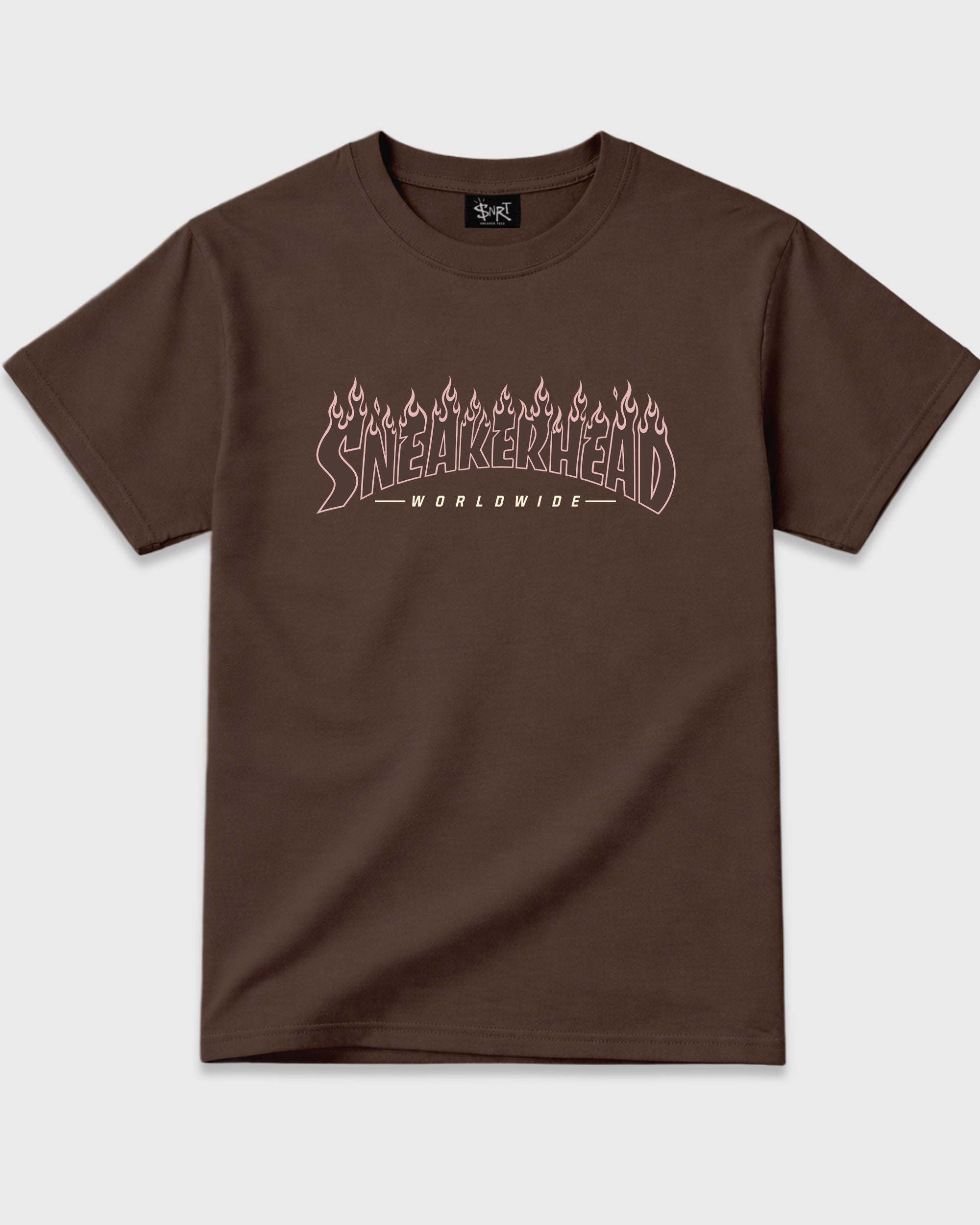 Sneakerhead Worldwide Graphic T-Shirt featuring original streetwear artwork designed to match the Air Jordan 3 Fireside. Dark Chocolate 2 Graphic T-Shirt.