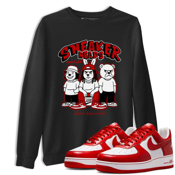 Sneakerheads Social Club sneaker match t-shirt styled to complete your fit with the Air Force 1 University Red sneakers, AF1 Terror Squad shown in Black 1.