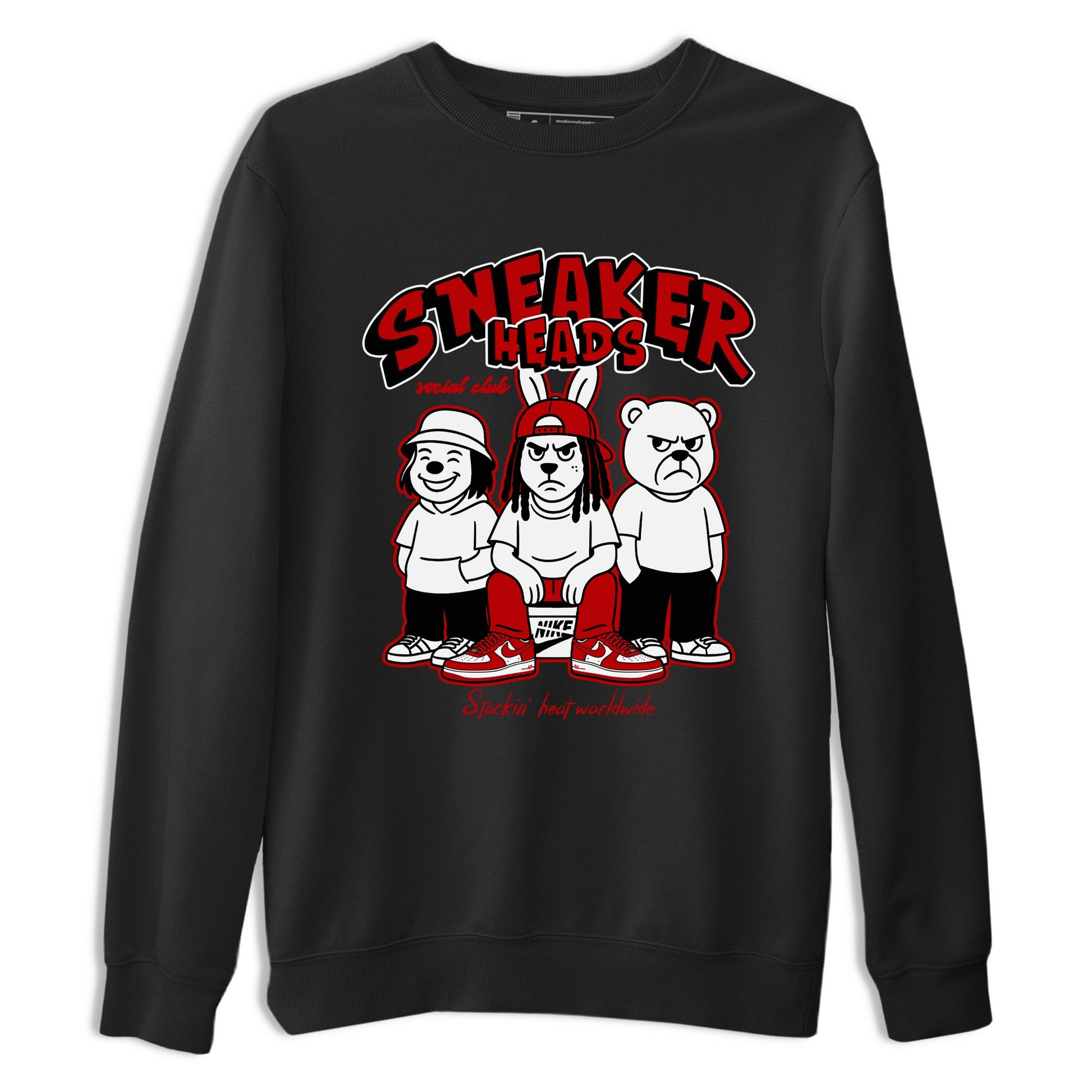 Sneakerheads Social Club sneaker match t-shirt styled to complete your fit with the Air Force 1 University Red sneakers, AF1 Terror Squad shown in Black 2.
