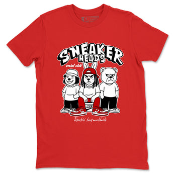 Sneakerheads Social Club sneaker match t-shirt styled to complete your fit with the Air Force 1 University Red sneakers, AF1 Terror Squad shown in Red 2.