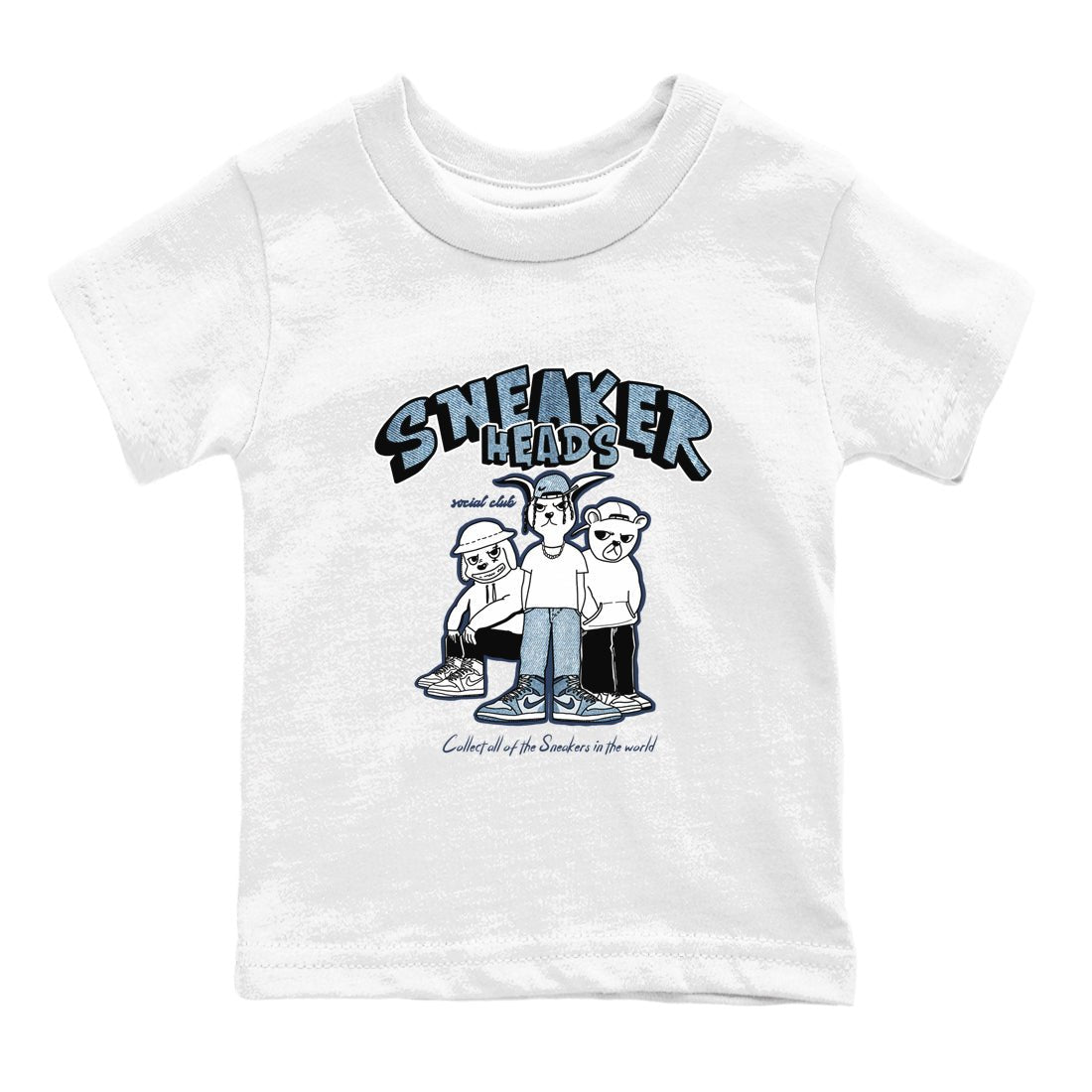 Air Jordan 1 Denim shirts to match jordans Sneakerheads Social Club sneaker match tees Air Jordan 1 Denim SNRT Sneaker Tees streetwear brand Baby and Youth White 2 cotton tee