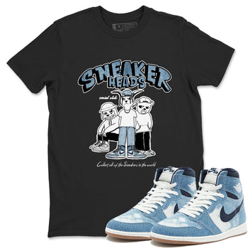 Air Jordan 1 Denim shirts to match jordans Sneakerheads Social Club sneaker match tees Air Jordan 1 Denim SNRT Sneaker Tees streetwear brand Black 1 unisex cotton tee