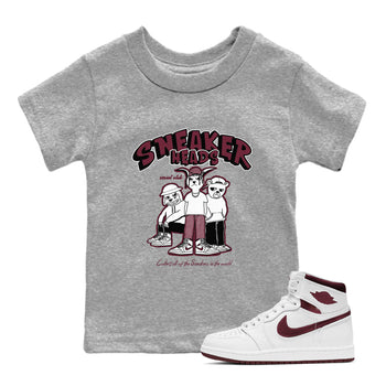 1s Metallic Burgundy shirts to match jordans Sneakerheads Social Club sneaker match tees Air Jordan 1 Metallic Burgundy SNRT Sneaker Tees streetwear brand Baby and Youth Heather Grey 1 cotton tee