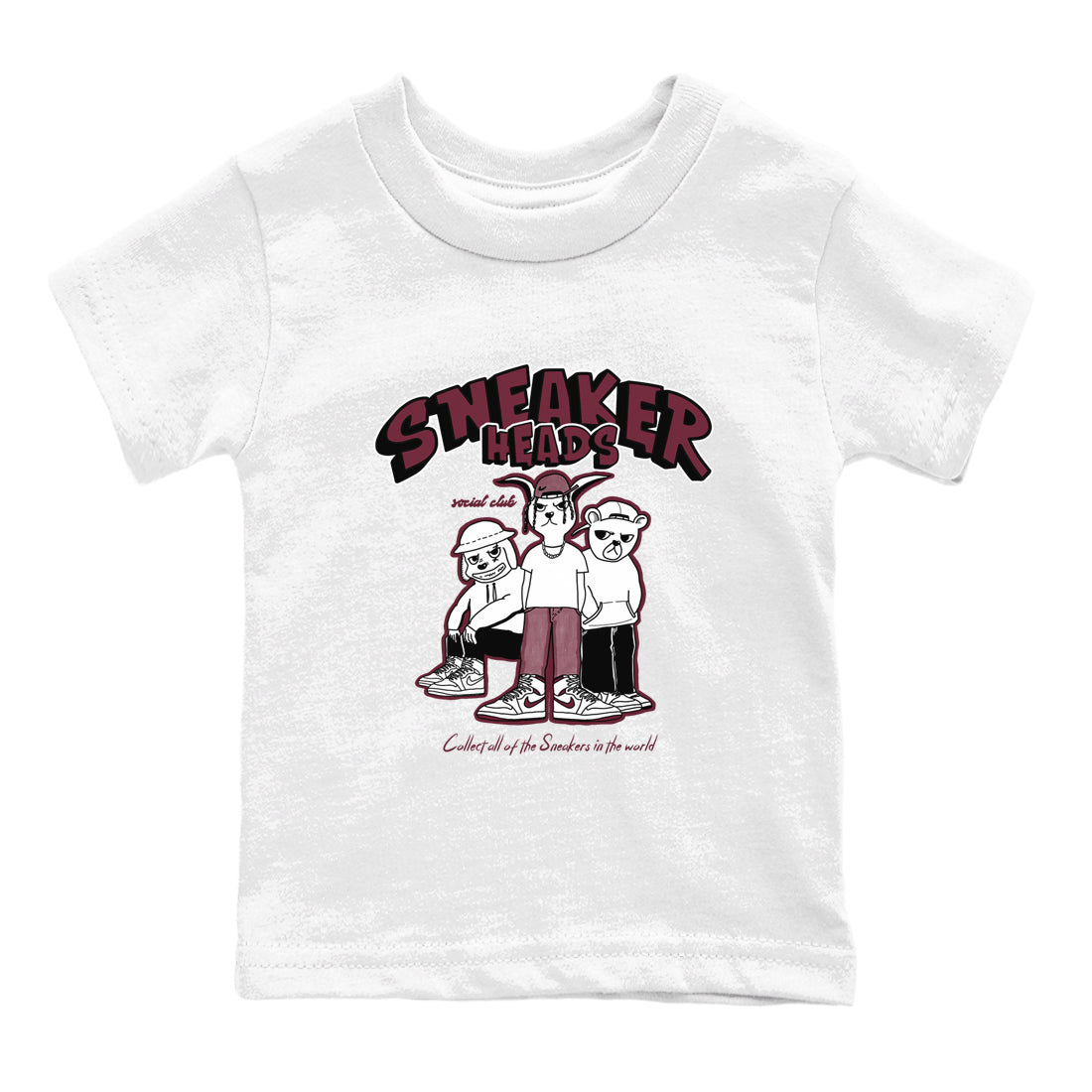 1s Metallic Burgundy shirts to match jordans Sneakerheads Social Club sneaker match tees Air Jordan 1 Metallic Burgundy SNRT Sneaker Tees streetwear brand Baby and Youth White 2 cotton tee