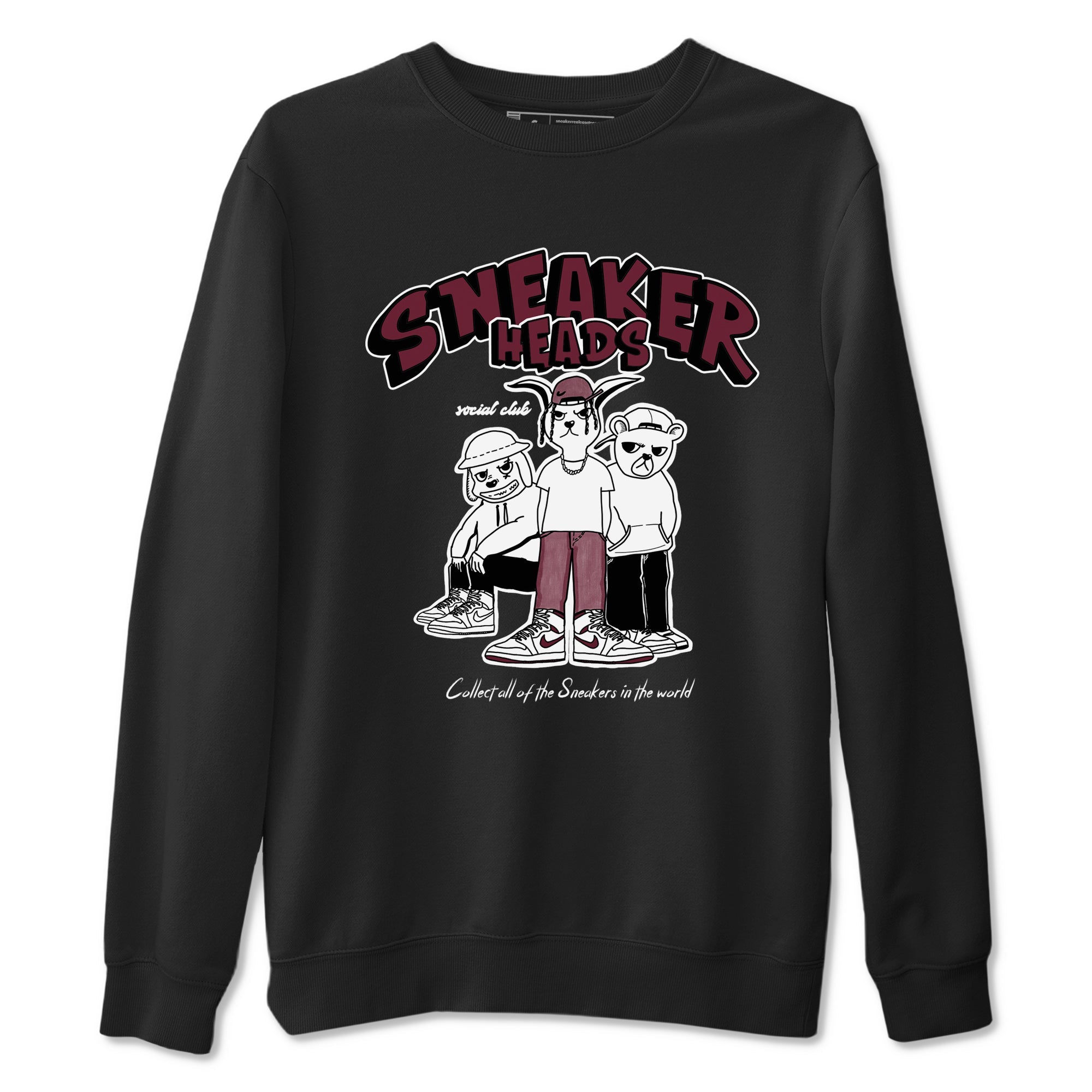 1s Metallic Burgundy shirts to match jordans Sneakerheads Social Club sneaker match tees Air Jordan 1 Metallic Burgundy SNRT Sneaker Tees streetwear brand Black 2 unisex cotton tee