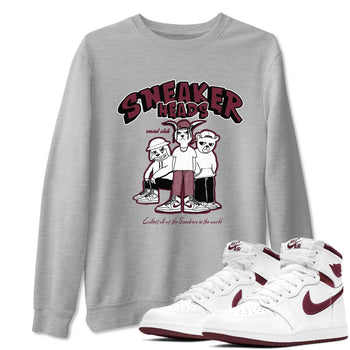 1s Metallic Burgundy shirts to match jordans Sneakerheads Social Club sneaker match tees Air Jordan 1 Metallic Burgundy SNRT Sneaker Tees streetwear brand Heather Grey 1 unisex cotton tee
