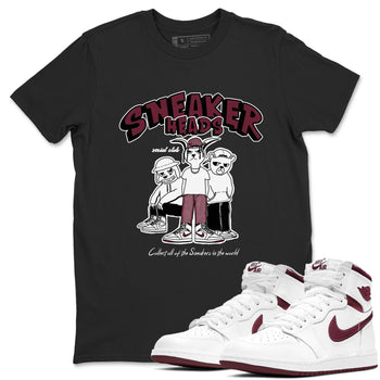 1s Metallic Burgundy shirts to match jordans Sneakerheads Social Club sneaker match tees Air Jordan 1 Metallic Burgundy SNRT Sneaker Tees streetwear brand Black 1 unisex cotton tee