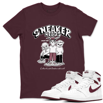 1s Metallic Burgundy shirts to match jordans Sneakerheads Social Club sneaker match tees Air Jordan 1 Metallic Burgundy SNRT Sneaker Tees streetwear brand Maroon 1 unisex cotton tee
