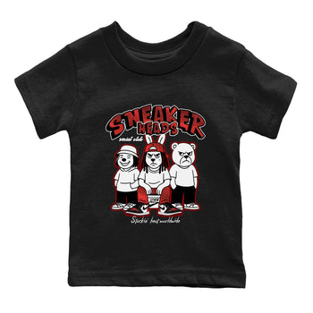 Sneakerheads Social Club baby and kids t-shirt crafted for little sneakerheads to shine with the Air Jordan 1 Ruby sneakers, displayed in Black 2.