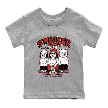 Sneakerheads Social Club baby and kids t-shirt crafted for little sneakerheads to shine with the Air Jordan 1 Ruby sneakers, displayed in Heather Grey 2.