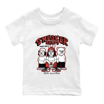 Sneakerheads Social Club baby and kids t-shirt crafted for little sneakerheads to shine with the Air Jordan 1 Ruby sneakers, displayed in White 2.