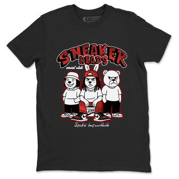 Sneakerheads Social Club sneaker match t-shirt styled to complete your fit with the Air Jordan 1 Ruby sneakers, shown in Black 2.