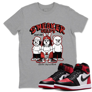 Sneakerheads Social Club sneaker match t-shirt styled to complete your fit with the Air Jordan 1 Ruby sneakers, shown in Heather Grey 1.