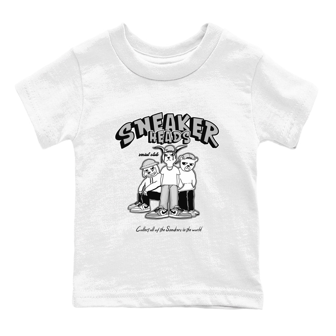 AJ1 Wolf Grey shirts to match jordans Sneakerheads Social Club sneaker match tees Air Jordan 1 Wolf Grey SNRT Sneaker Tees streetwear brand Baby and Youth White 2 cotton tee