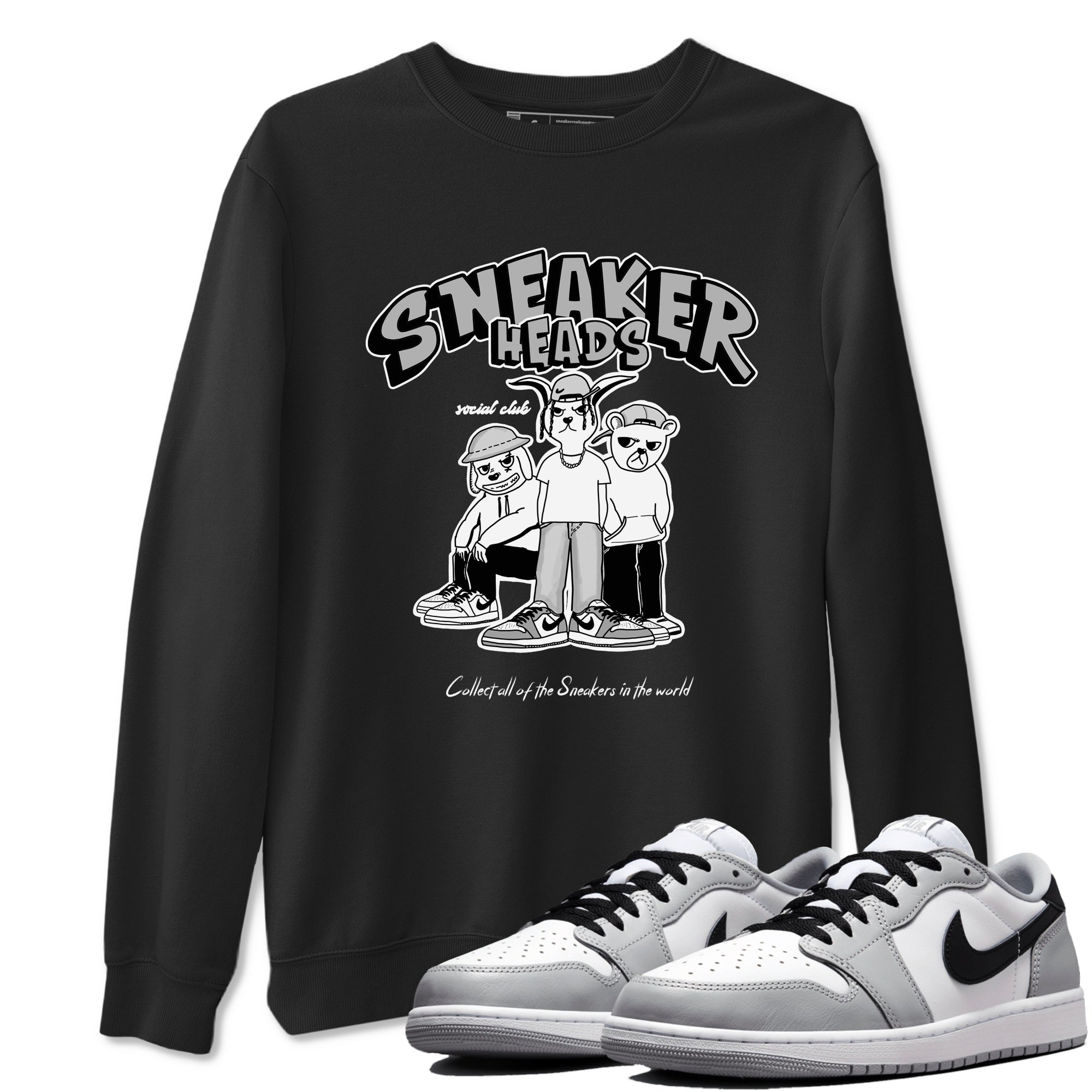AJ1 Wolf Grey shirts to match jordans Sneakerheads Social Club sneaker match tees Air Jordan 1 Wolf Grey SNRT Sneaker Tees streetwear brand Black 1 unisex cotton tee