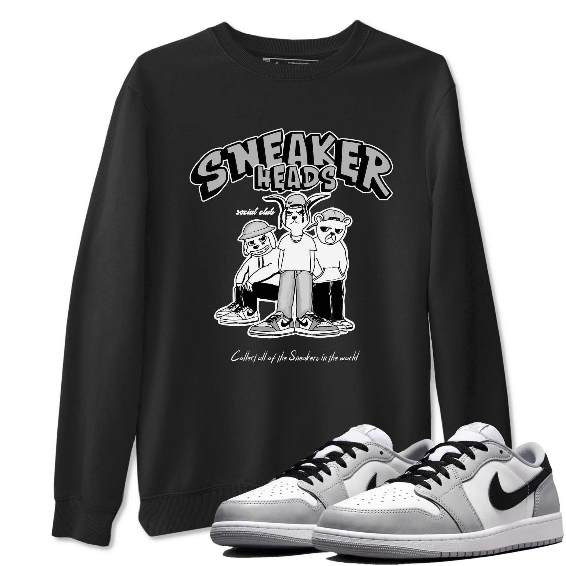 AJ1 Wolf Grey shirts to match jordans Sneakerheads Social Club sneaker match tees Air Jordan 1 Wolf Grey SNRT Sneaker Tees streetwear brand Black 1 unisex cotton tee