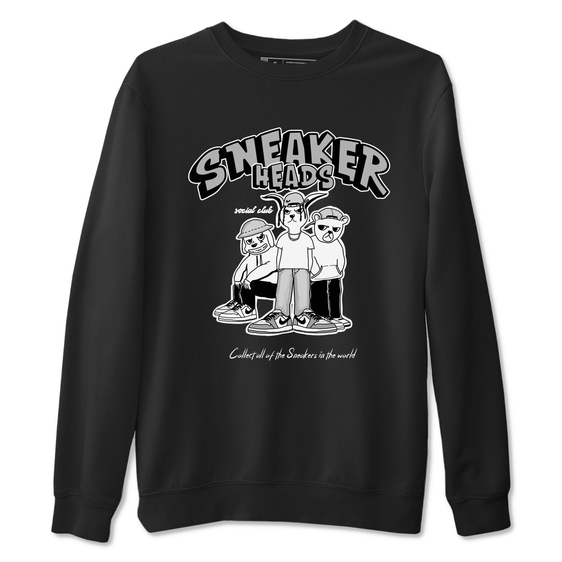 AJ1 Wolf Grey shirts to match jordans Sneakerheads Social Club sneaker match tees Air Jordan 1 Wolf Grey SNRT Sneaker Tees streetwear brand Black 2 unisex cotton tee