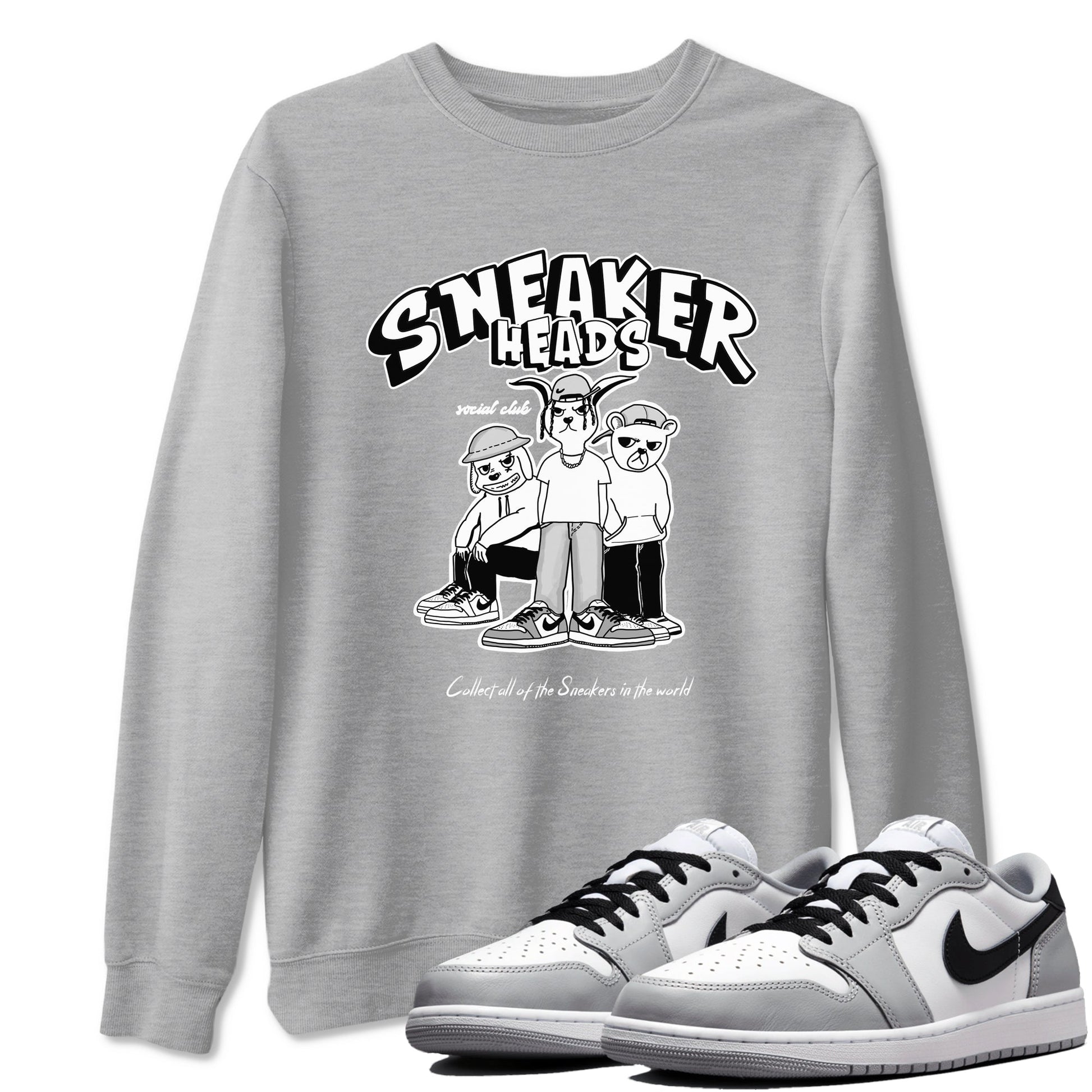 AJ1 Wolf Grey shirts to match jordans Sneakerheads Social Club sneaker match tees Air Jordan 1 Wolf Grey SNRT Sneaker Tees streetwear brand Heather Grey 1 unisex cotton tee