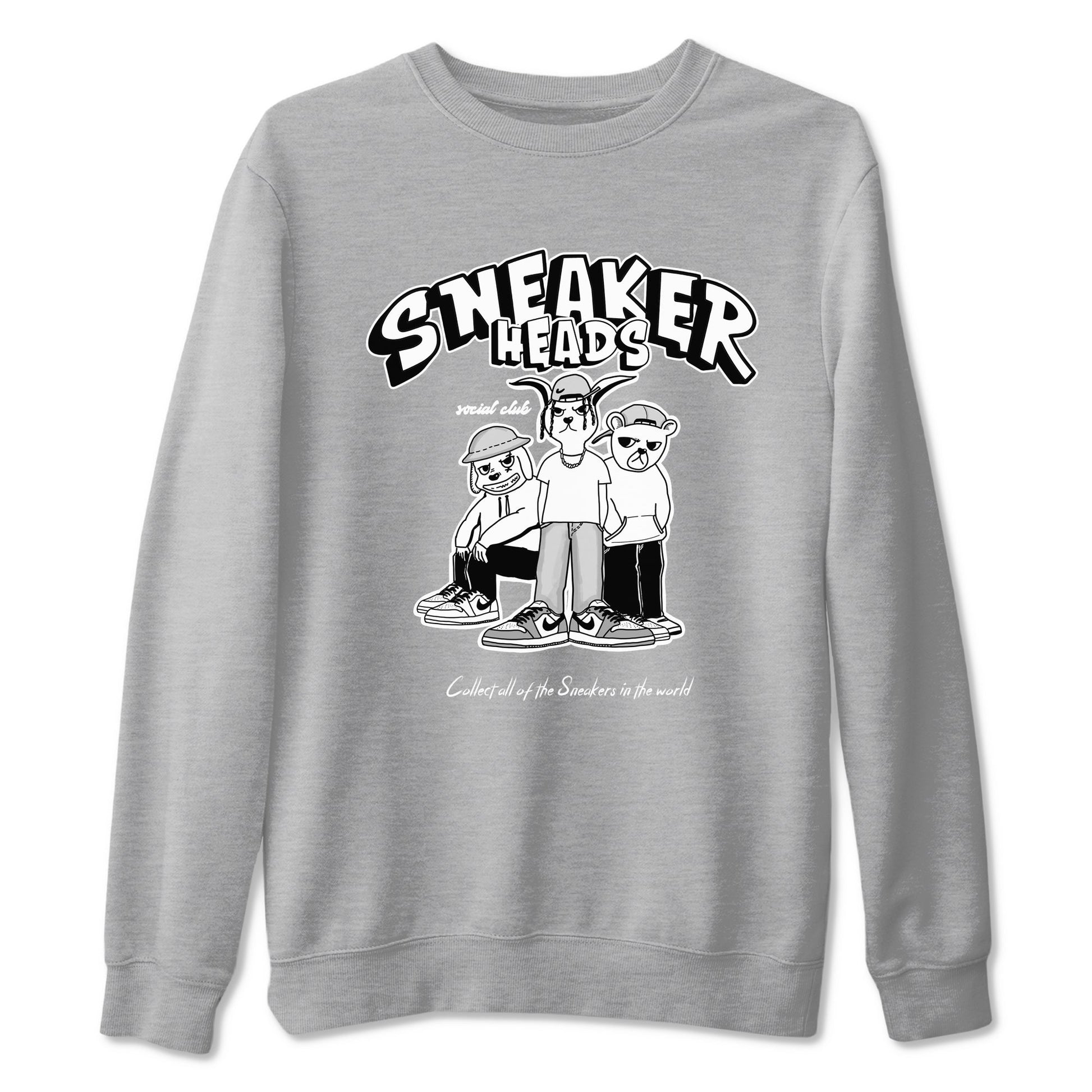 AJ1 Wolf Grey shirts to match jordans Sneakerheads Social Club sneaker match tees Air Jordan 1 Wolf Grey SNRT Sneaker Tees streetwear brand Heather Grey 2 unisex cotton tee