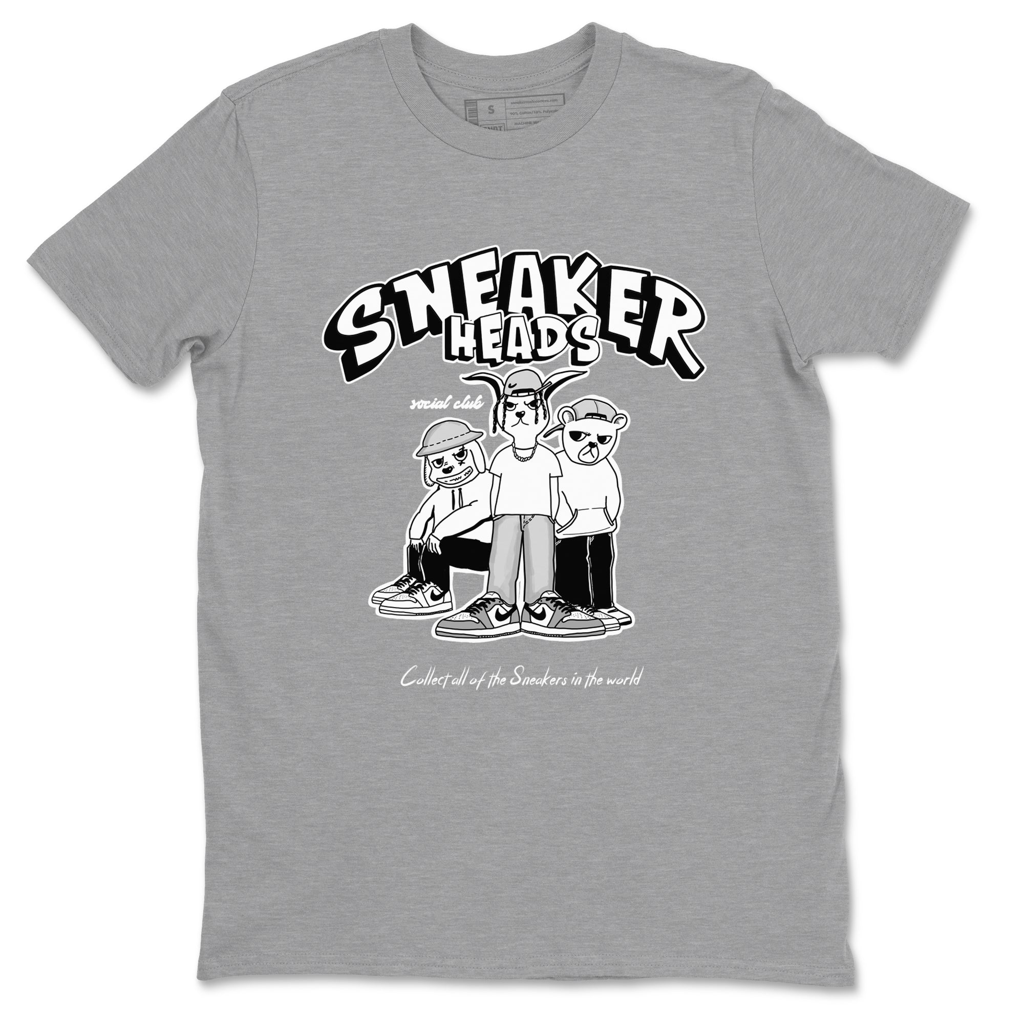 AJ1 Wolf Grey shirts to match jordans Sneakerheads Social Club sneaker match tees Air Jordan 1 Wolf Grey SNRT Sneaker Tees streetwear brand Heather Grey 2 unisex cotton tee