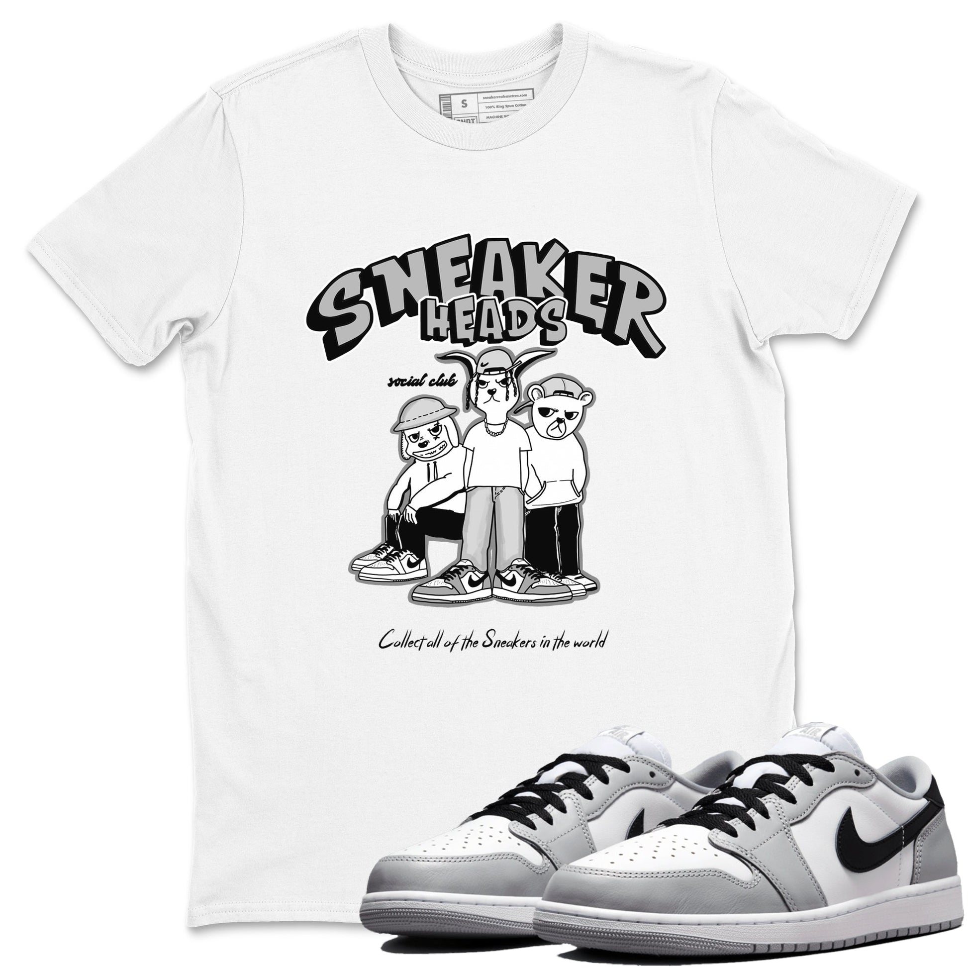 AJ1 Wolf Grey shirts to match jordans Sneakerheads Social Club sneaker match tees Air Jordan 1 Wolf Grey SNRT Sneaker Tees streetwear brand White 1 unisex cotton tee