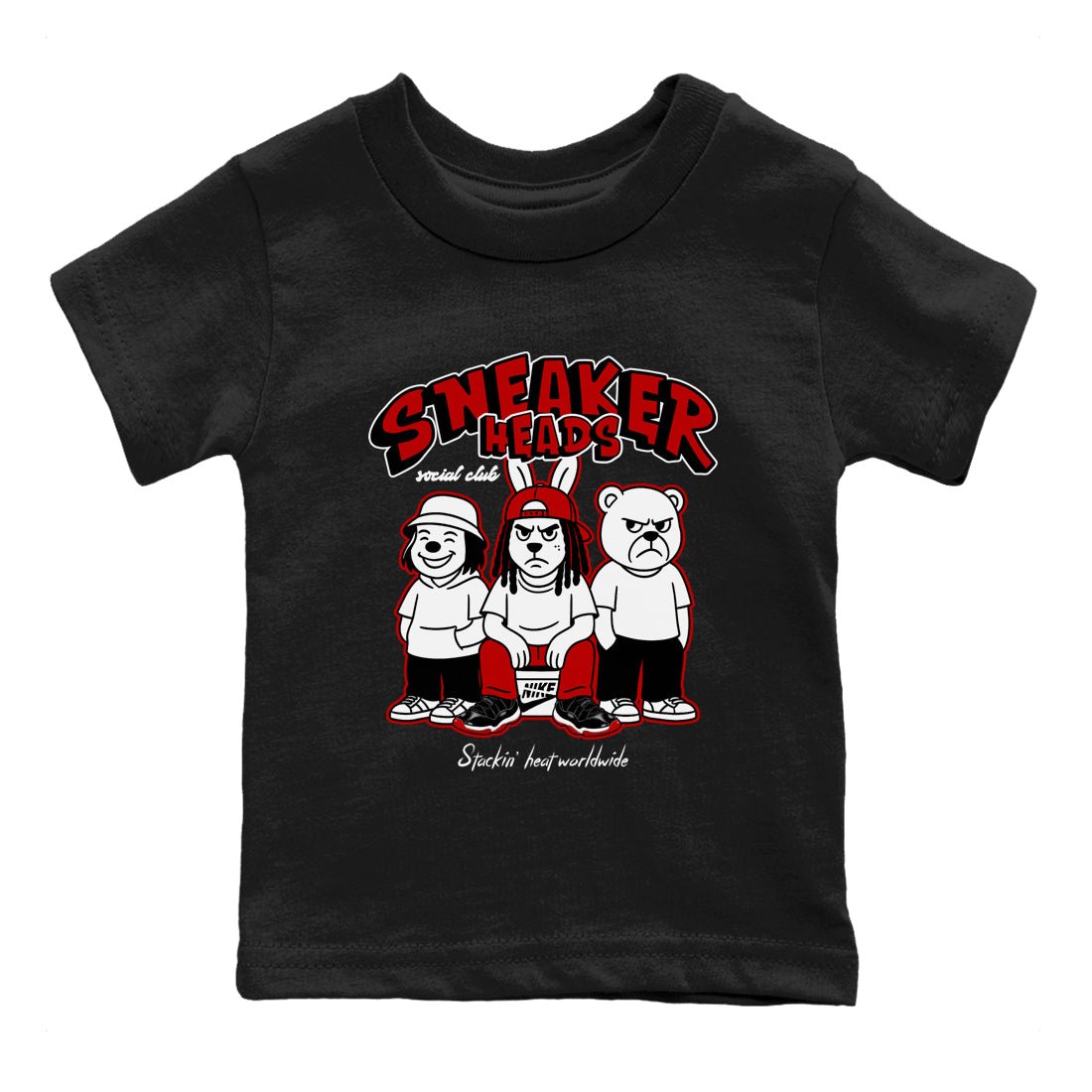 11s Bred shirts to match jordans Sneakerheads Social Club sneaker match tees Air Jordan 11 Retro Bred match shoes to clothes SNRT Sneaker Tees Youth Baby Black 2 tee