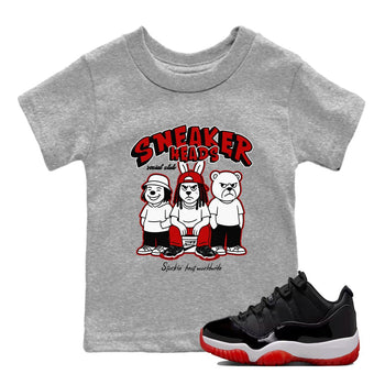11s Bred shirts to match jordans Sneakerheads Social Club sneaker match tees Air Jordan 11 Retro Bred match shoes to clothes SNRT Sneaker Tees Youth Baby Heather Grey 1 tee