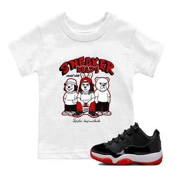 11s Bred shirts to match jordans Sneakerheads Social Club sneaker match tees Air Jordan 11 Retro Bred match shoes to clothes SNRT Sneaker Tees Youth Baby White 1 tee