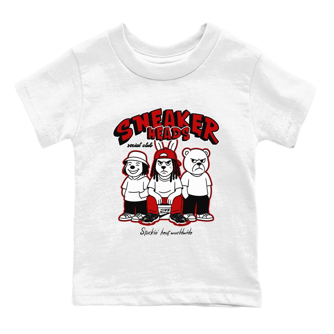 11s Bred shirts to match jordans Sneakerheads Social Club sneaker match tees Air Jordan 11 Retro Bred match shoes to clothes SNRT Sneaker Tees Youth Baby White 2 tee