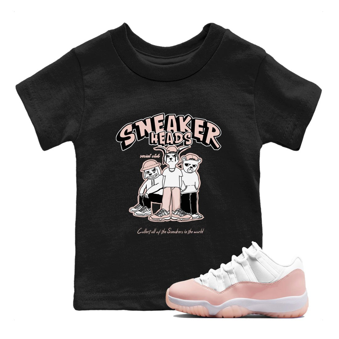 11s Legend Pink shirts to match jordans Sneakerheads Social Club sneaker match tees Air Jordan 11 Legend Pink SNRT Sneaker Tees streetwear brand Baby and Youth Black 1 cotton tee