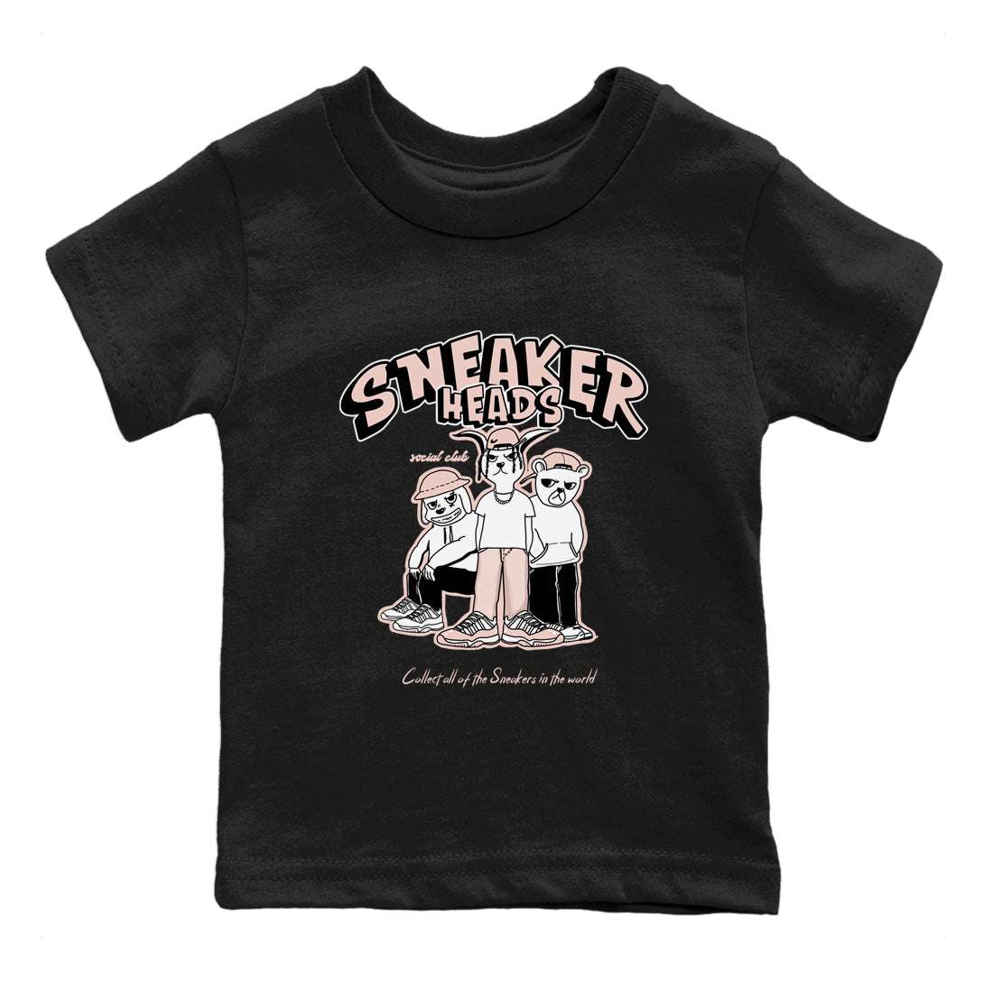 11s Legend Pink shirts to match jordans Sneakerheads Social Club sneaker match tees Air Jordan 11 Legend Pink SNRT Sneaker Tees streetwear brand Baby and Youth Black 2 cotton tee