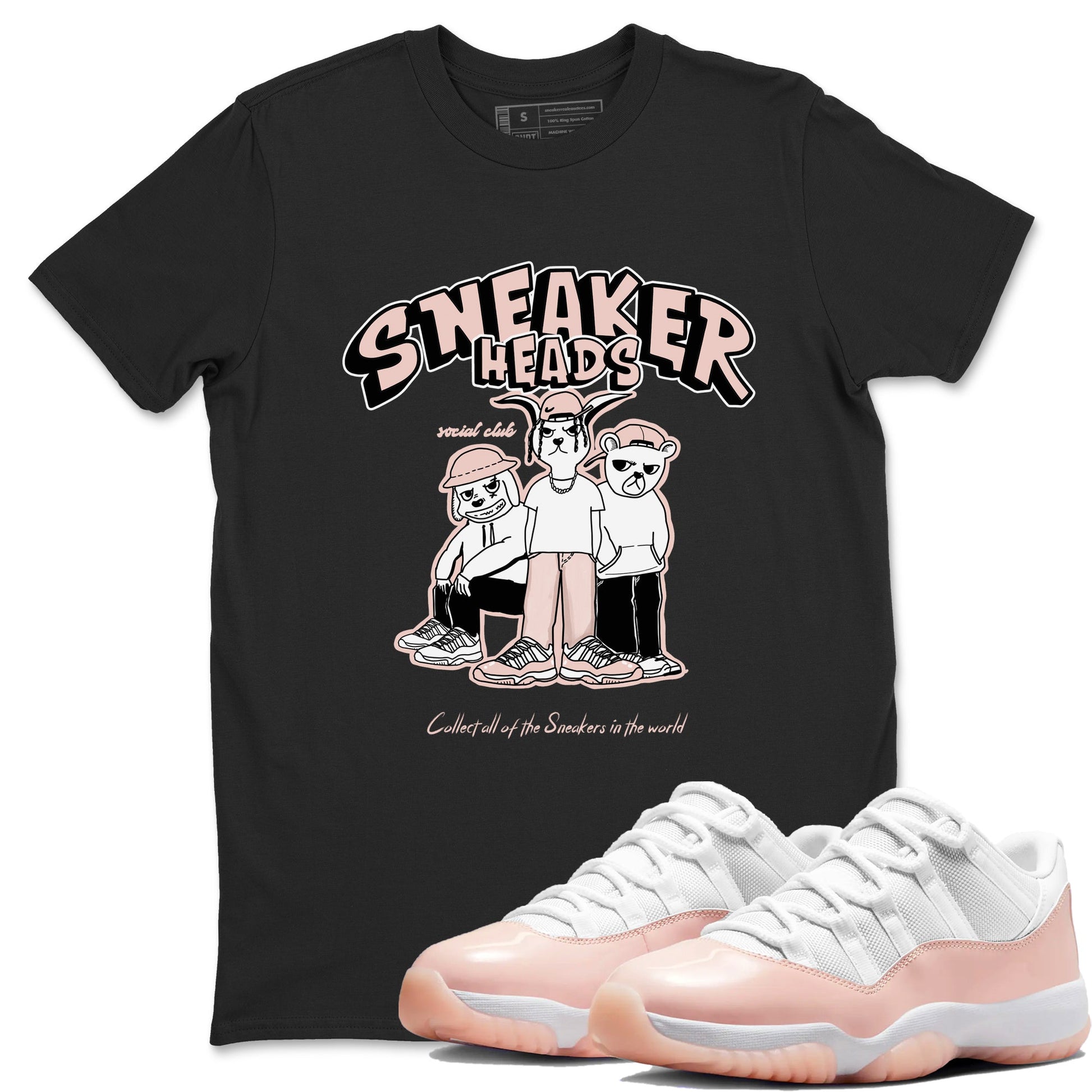 11s Legend Pink shirts to match jordans Sneakerheads Social Club sneaker match tees Air Jordan 11 Legend Pink SNRT Sneaker Tees streetwear brand Black 1 unisex cotton tee