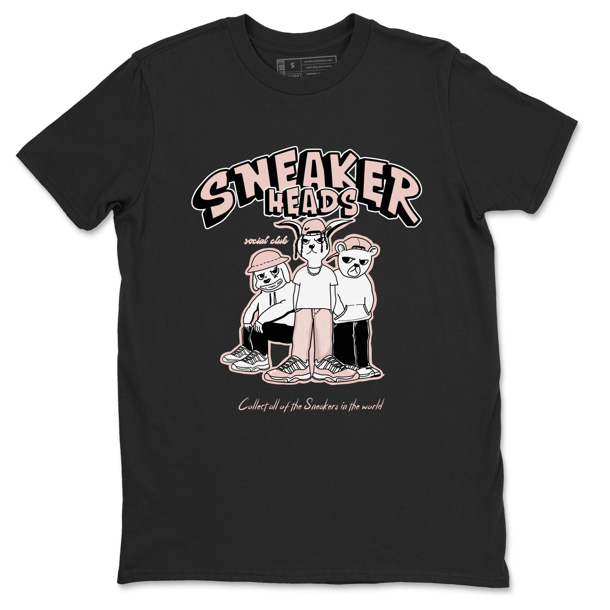 11s Legend Pink shirts to match jordans Sneakerheads Social Club sneaker match tees Air Jordan 11 Legend Pink SNRT Sneaker Tees streetwear brand Black 2 unisex cotton tee