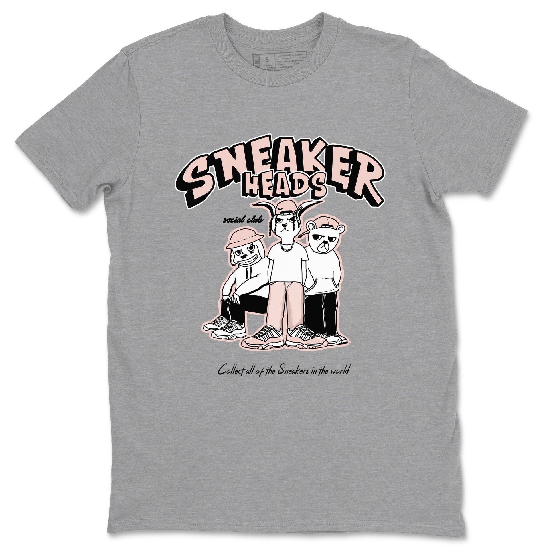 11s Legend Pink shirts to match jordans Sneakerheads Social Club sneaker match tees Air Jordan 11 Legend Pink SNRT Sneaker Tees streetwear brand Heather Grey 2 unisex cotton tee